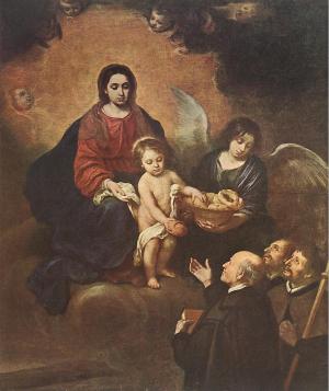 Infant Jesus distributing bread to pilgrims Bartolome Esteban Murillo 1678AD